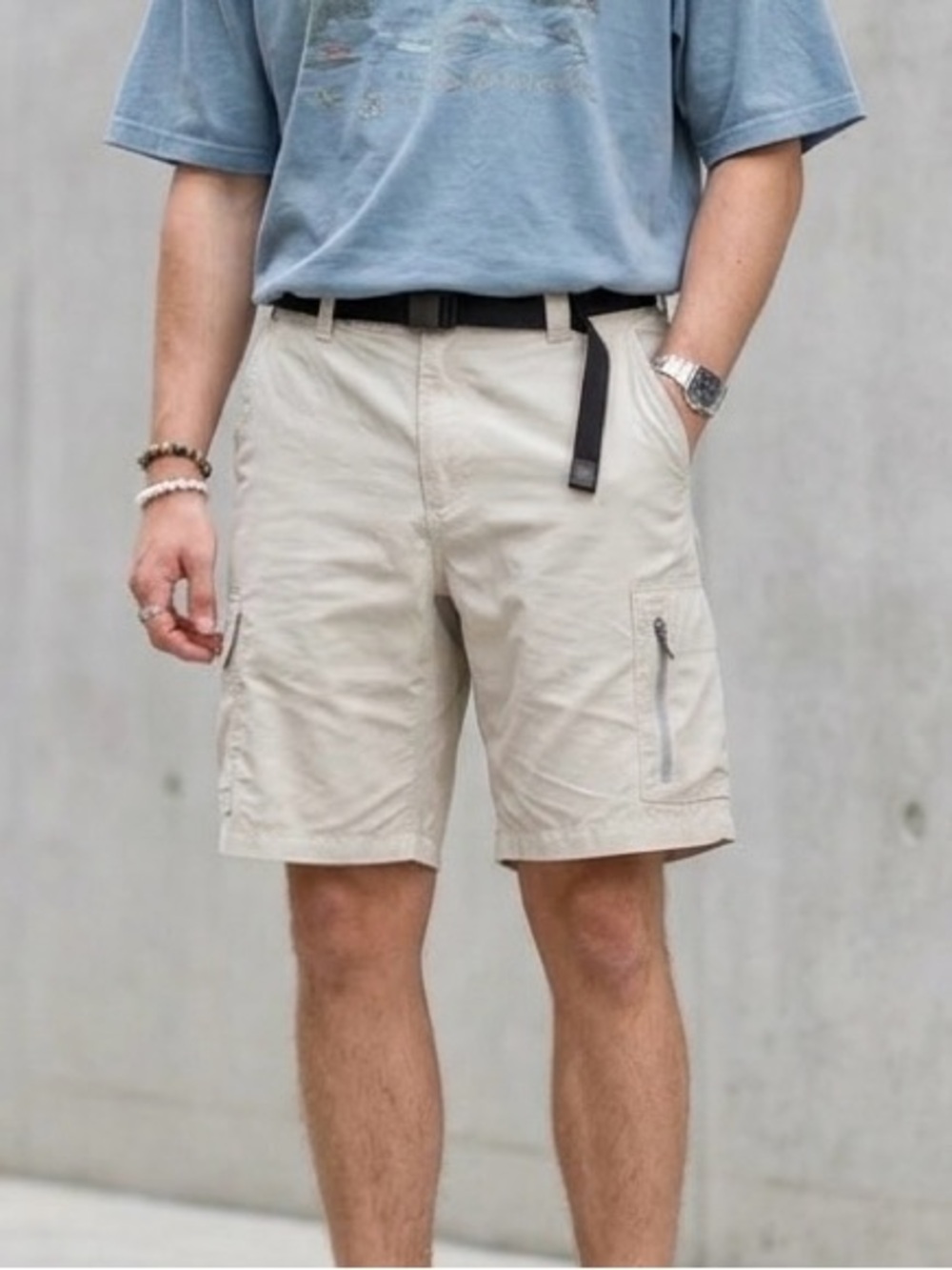 Columbia Silver Ridge Cargo Shorts Mens 40 Tan Beige Belted Hiking Gorpcore 10”
